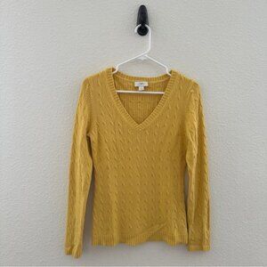 Ann Taylor LOFT Cable Knit V-Neck Sweater - Preppy Cozy Classic - M